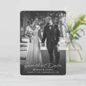 Zwart-wit foto bruiloft Save the Date Kaart (Staand voorkant)