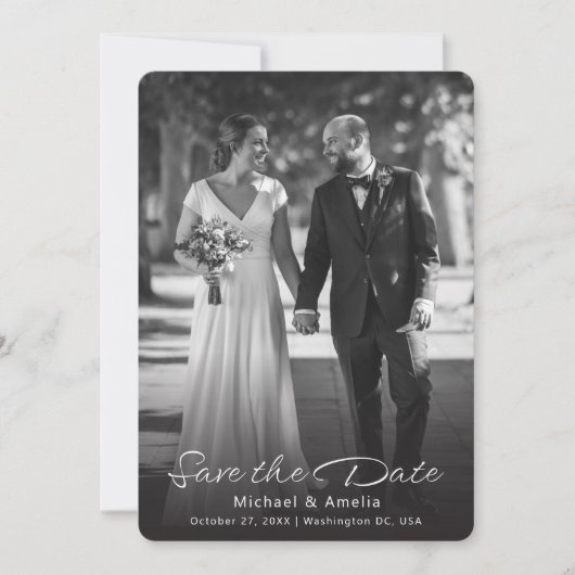 Zwart-wit foto bruiloft Save the Date Kaart (Voorkant)