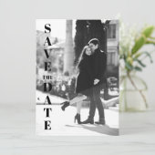 Zwart Wit Foto Bruiloft Save The Date Kaart (Staand voorkant)