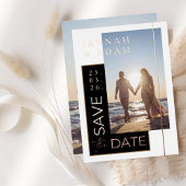 Zwart Wit Foto Bruiloft Save the Date Roos Folie Uitnodiging