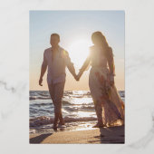 Zwart Wit Foto Bruiloft Save the Date Roos Folie Uitnodiging (Achterkant)