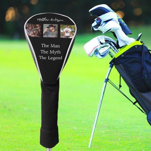 Zwart wit foto collage man myth legende golfheadcover