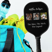 Zwart wit foto collage man myth legende pickleball paddle