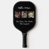 Zwart wit foto collage man myth legende pickleball paddle (Voorkant)
