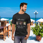 Zwart wit foto collage man myth legende t-shirt<br><div class="desc">Een klassieke zwarte achtergrond. Personaliseer en voeg 3 foto's en naam toe. Tekst: Het Man,  de mythe,  de legende. Voor het man in je leven,  man,  vader,  vriend,  broertje.</div>