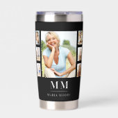 Zwart wit foto collage monogram naam geïsoleerde drinkbeker (Voorkant)