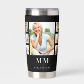 Zwart wit foto collage monogram naam geïsoleerde drinkbeker (Achterkant)