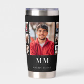 Zwart wit foto collage monogram naam man geïsoleerde drinkbeker (Achterkant)