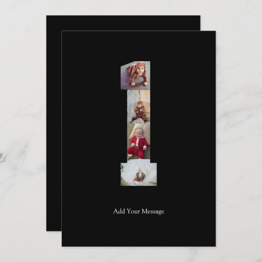 Zwart-wit foto-collage nummer 1 aankondiging (Voorkant / Achterkant)