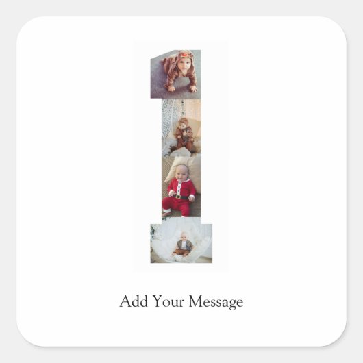 Zwart-wit foto-collage nummer 1 vierkante sticker (Voorkant)