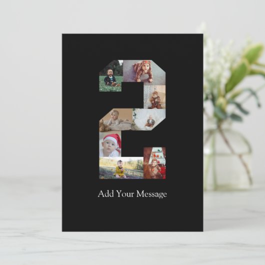 Zwart-wit foto-collage nummer 2 aankondiging (Staand voorkant)