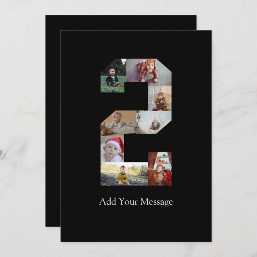 Zwart-wit foto-collage nummer 2 aankondiging (Voorkant / Achterkant)