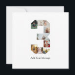 Zwart-wit foto-collage nummer 3 kaart<br><div class="desc">Dit aanpasbare product is waar foto's worden gerangschikt om de vorm van een nummer te vormen. Het wordt vaak gebruikt voor mijlpaalvieringen zoals verjaardagen, jubilea of prestaties, waardoor gebruikers memorabele beelden kunnen tonen binnen een enkele, opvallende weergave. De ontwerpen bieden meestal ruimte voor verschillende fotogroottes en -oriëntaties, waardoor een visueel...</div>