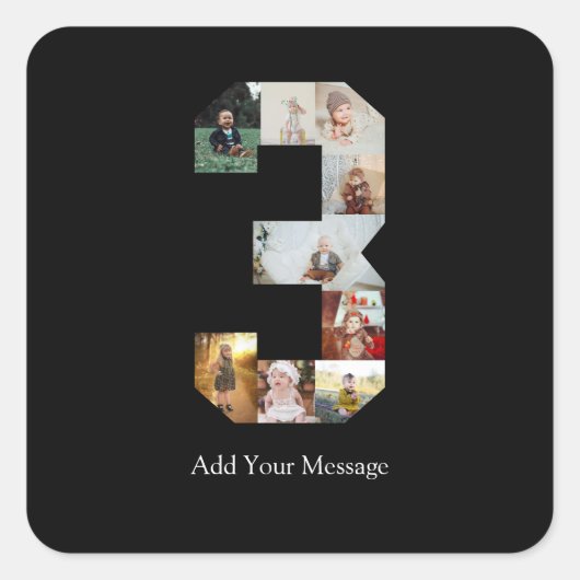 Zwart-wit foto-collage nummer 3 vierkante sticker (Voorkant)