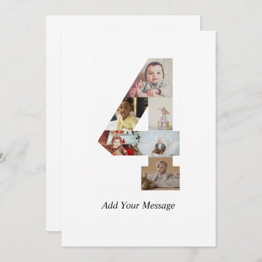 Zwart-wit foto-collage nummer 4 aankondiging (Voorkant / Achterkant)