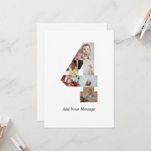 Zwart-wit foto-collage nummer 4 kaart (Voorkant / Achterkant in situ)