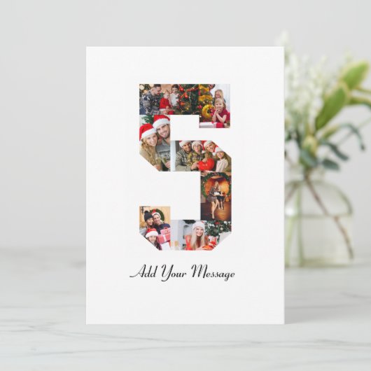 Zwart-wit foto-collage nummer 5 aankondiging (Staand voorkant)