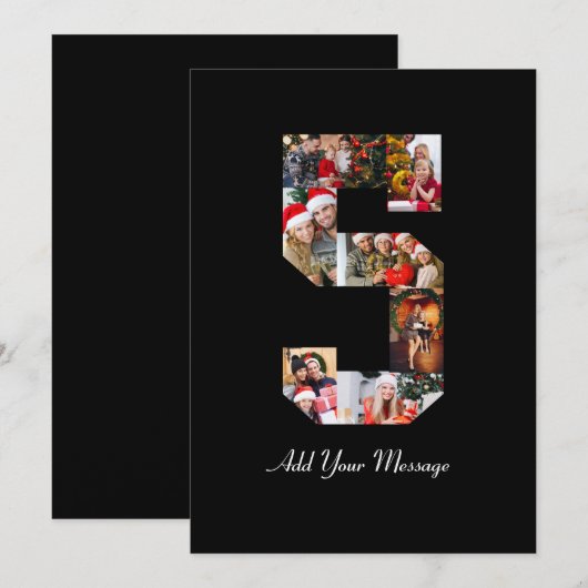 Zwart-wit foto-collage nummer 5 bedankkaart (Voorkant / Achterkant)