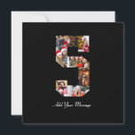 Zwart-wit foto collage nummer 5 feestdagenkaart<br><div class="desc">Dit aanpasbare product is waar foto's worden gerangschikt om de vorm van een nummer te vormen. Het wordt vaak gebruikt voor mijlpaalvieringen zoals verjaardagen, jubilea of prestaties, waardoor gebruikers memorabele beelden kunnen tonen in een enkele, opvallende weergave. De ontwerpen bieden meestal ruimte voor verschillende fotogroottes en -oriëntaties, waardoor een visueel...</div>