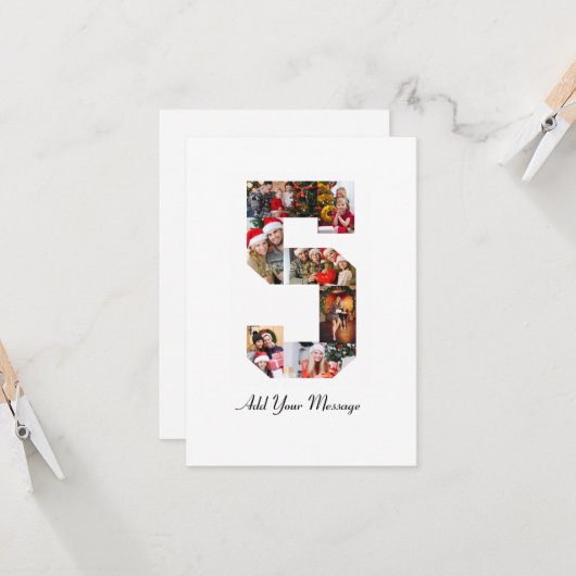 Zwart-wit foto-collage nummer 5 kaart (Voorkant / Achterkant in situ)