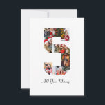 Zwart-wit foto-collage nummer 5 kaart<br><div class="desc">Dit aanpasbare product is waar foto's worden gerangschikt om de vorm van een nummer te vormen. Het wordt vaak gebruikt voor mijlpaalvieringen zoals verjaardagen, jubileumfeesten of prestaties, waardoor gebruikers memorabele beelden kunnen tonen binnen een enkele, opvallende weergave. De ontwerpen bieden meestal ruimte voor verschillende fotogroottes en -oriëntaties, waardoor een visueel...</div>