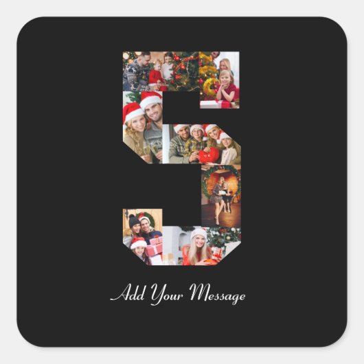 Zwart-wit foto-collage nummer 5 vierkante sticker (Voorkant)
