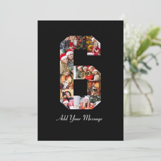 Zwart-wit foto-collage nummer 6 aankondiging (Staand voorkant)