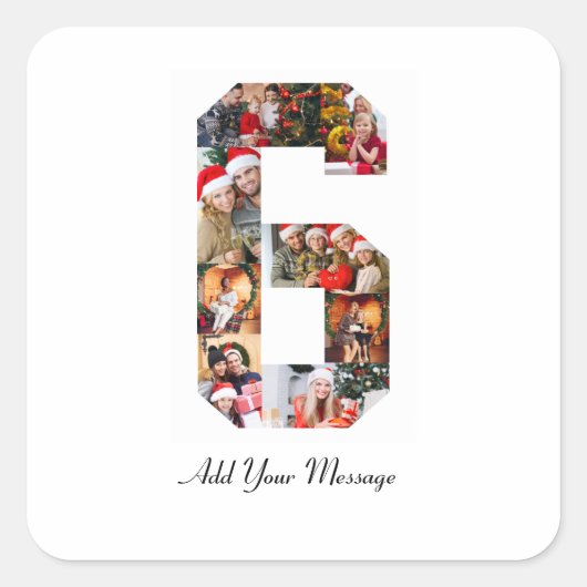 Zwart-wit foto collage nummer 6 vierkante sticker (Voorkant)