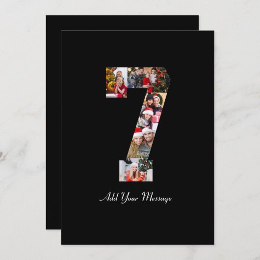 Zwart-wit foto-collage nummer 7 aankondiging (Voorkant / Achterkant)
