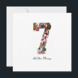 Zwart-wit foto-collage nummer 7 feestdagenkaart<br><div class="desc">Dit aanpasbare product is waar foto's worden gerangschikt om de vorm van een nummer te vormen. Het wordt vaak gebruikt voor mijlpaalvieringen zoals verjaardagen, jubilea of prestaties, waardoor gebruikers memorabele beelden kunnen tonen binnen een enkele, opvallende weergave. De ontwerpen bieden meestal ruimte voor verschillende fotogroottes en -oriëntaties, waardoor een visueel...</div>