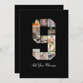 Zwart-wit foto-collage nummer 9 aankondiging (Voorkant / Achterkant)