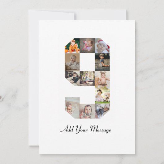 Zwart-wit foto-collage nummer 9 aankondiging (Voorkant)