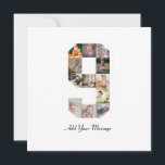 Zwart-wit foto-collage nummer 9 feestdagenkaart<br><div class="desc">Dit aanpasbare product is waar foto's worden gerangschikt om de vorm van een nummer te vormen. Het wordt vaak gebruikt voor mijlpaalvieringen zoals verjaardagen, jubilea of prestaties, waardoor gebruikers memorabele beelden kunnen tonen binnen een enkele, opvallende weergave. De ontwerpen bieden meestal ruimte voor verschillende fotogroottes en -oriëntaties, waardoor een visueel...</div>