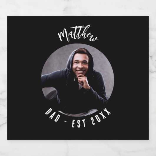 Zwart wit foto DAD vader Bier Etiket (Enkel label)