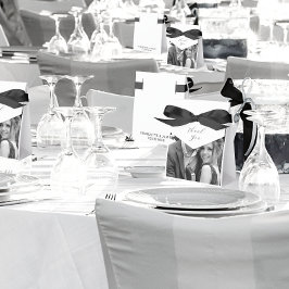 Zwart-wit foto dank u witte bruiloft bedankdoosjes