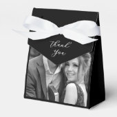 Zwart-wit foto dank u zwart bruiloft bedankdoosjes (Voorkant Zijde)