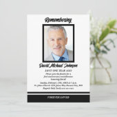 Zwart-wit foto Death Jubileum Invitation Kaart (Staand voorkant)