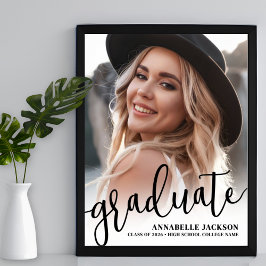Zwart Wit  Foto Diploma Feest Bord Poster