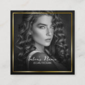 Zwart-wit foto | Elegant Goud Lijst Vierkante Visitekaartje (Voorkant)