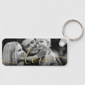 Zwart-wit foto Elegant Goud Schrift Liefde Sleutelhanger (Voorkant)