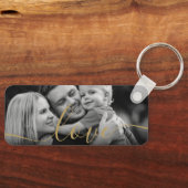 Zwart-wit foto Elegant Goud Schrift Liefde Sleutelhanger (Voorkant)