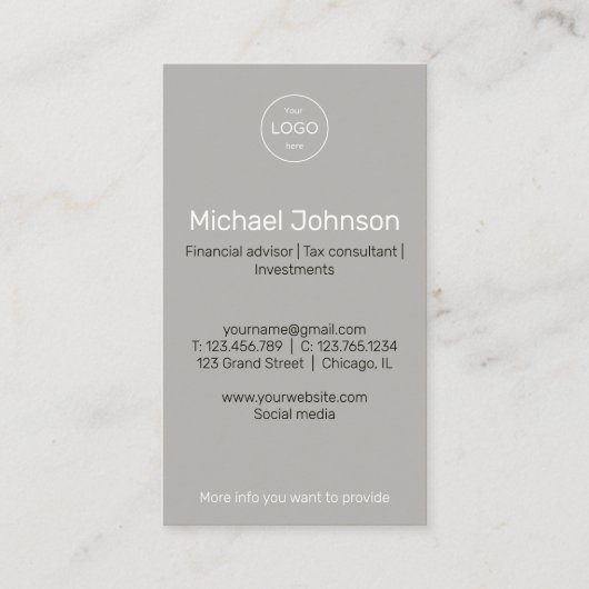 Zwart wit foto financieel adviseur Visitekaartje (Achterkant)