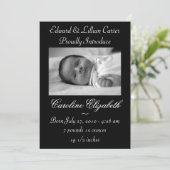 Zwart-wit foto geboorte aankondiging (Staand voorkant)