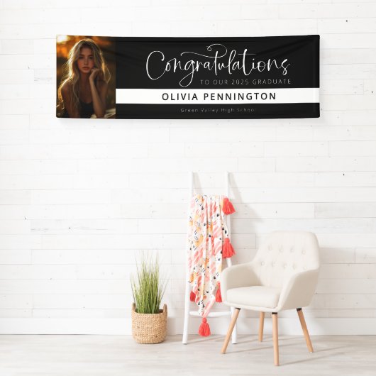 Zwart Wit Foto Gefeliciteerd Afstuderen Banner (Insitu)