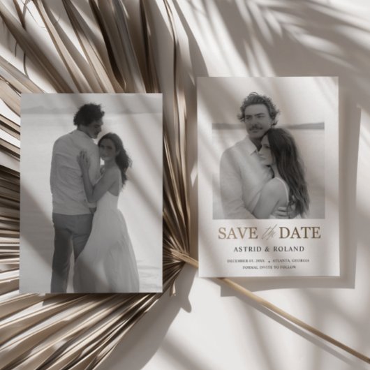 Zwart-wit Foto Gold Text Sla de datum op Save The Date