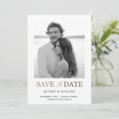 Zwart & Wit Foto Gouden Tekst Save the Date (Staand voorkant)