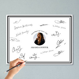 Zwart-wit foto Graduation Party Handtekening Poster