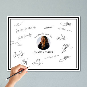 Zwart-wit foto Graduation Party Handtekening Poster