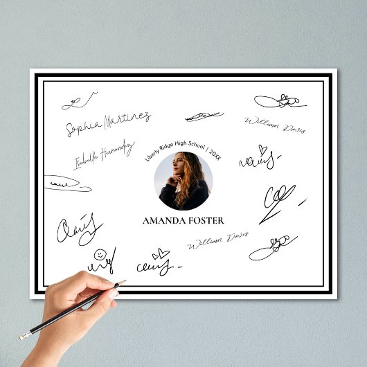 Zwart-wit foto Graduation Party Handtekening Poster