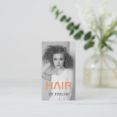 Zwart Wit Foto Haar QR Code Visitekaartje (Staand voorkant)